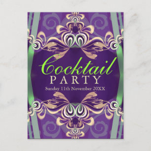 Convite para festa de Cocktail Batik Twist Verde R