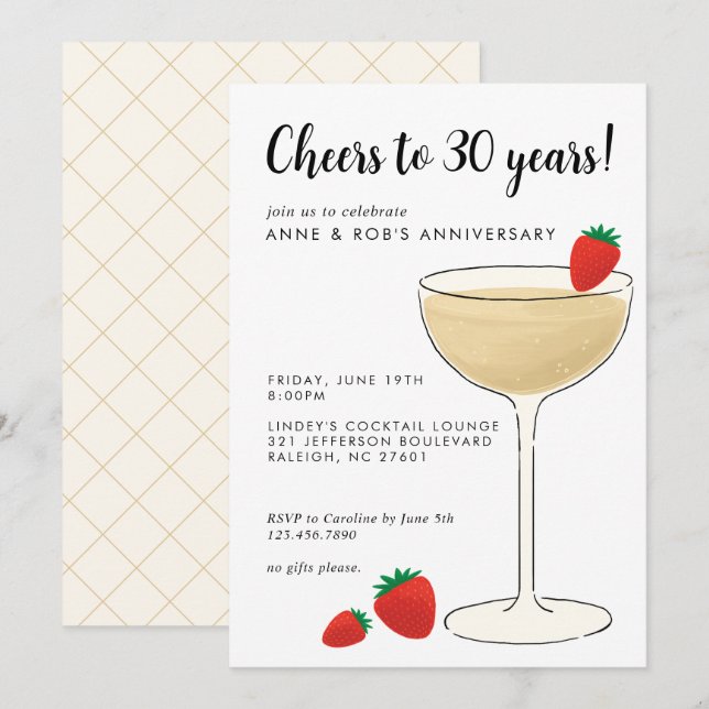 Convite para Festa de Cocktail de Aniversário (Frente/Verso)