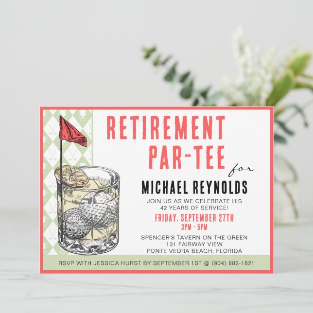 Convite para Festa de Cocktail de Golfe (Em pé/Frente)