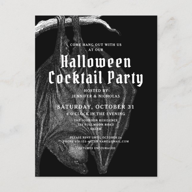 Convite para Festa de Cocktail de Halloween com Mo (Frente)