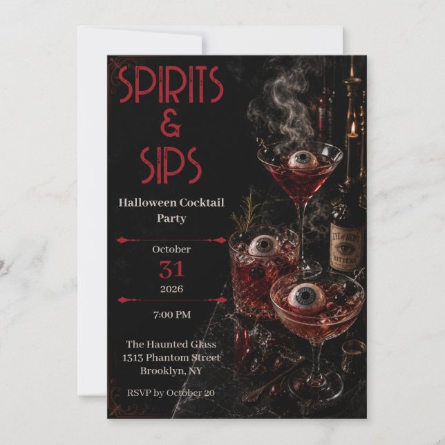 Convite para Festa de Cocktail de Halloween Spirit (Frente)