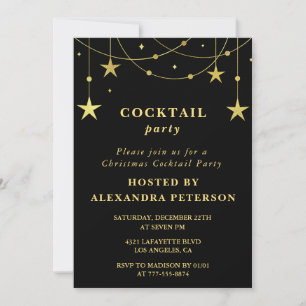 Convite para Festa de Cocktail de Natal Negro Estr