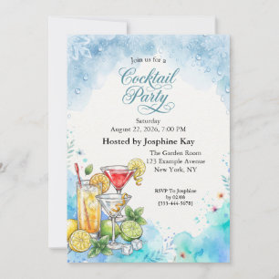 Convite para Festa de Cocktail de Verão com Aquare