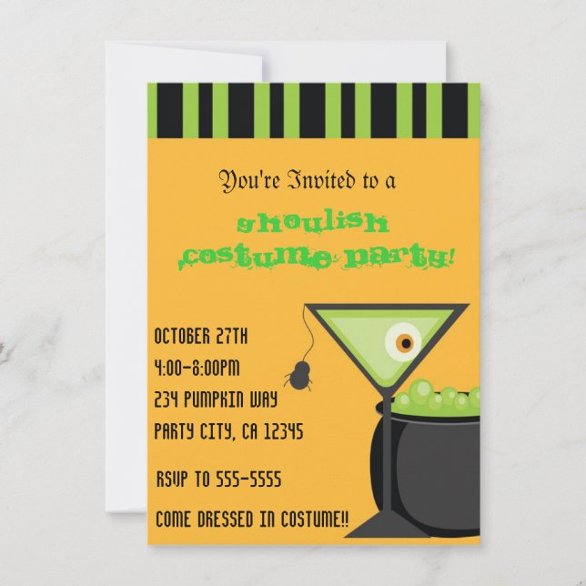 Convite para Festa de Cocktail Martini de Aranha d (Frente)