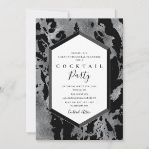 Convite para Festa de Cocktail Preto Prata