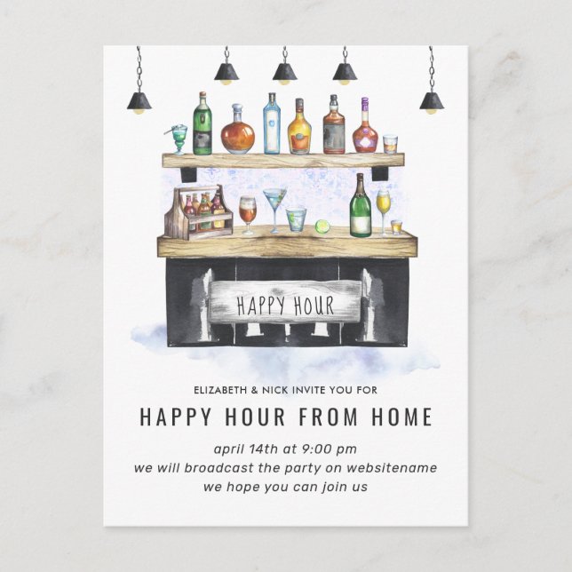 Convite para Festa de Cocktail Virtual (Frente)