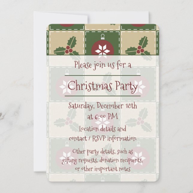 Convite para Festa de Colcha de Natal (Frente)