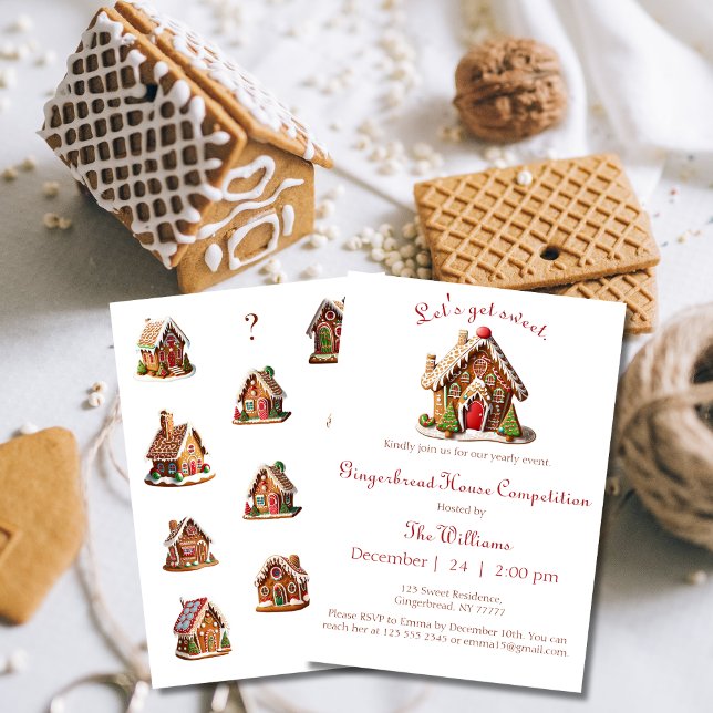 Convite para Festa de Concurso de Casa de Biscoito (Get your Gingerbread House Contest invitation now and invite your guests! Order yours now!)