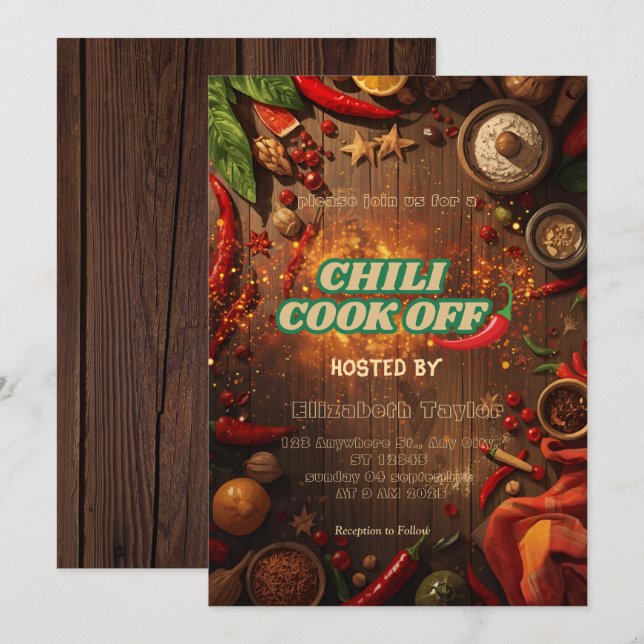 Convite para Festa de Concurso de Chili (Frente/Verso)