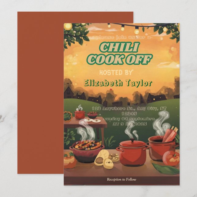 Convite para Festa de Concurso de Chili (Frente/Verso)