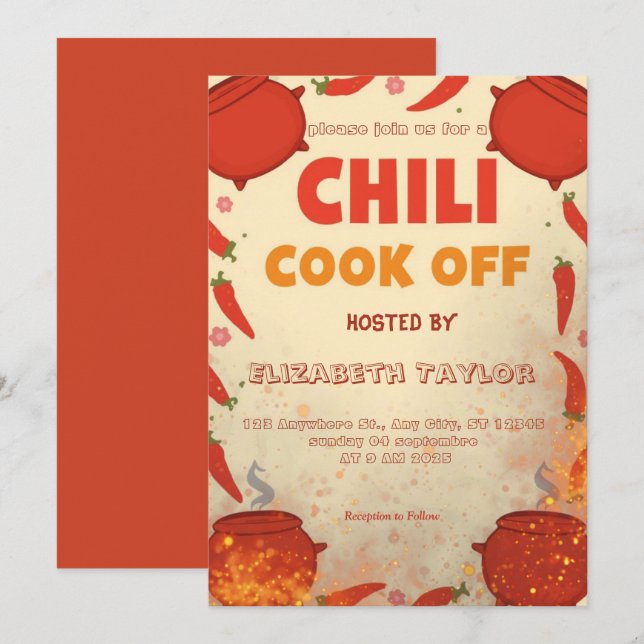 Convite para Festa de Concurso de Chili (Frente/Verso)