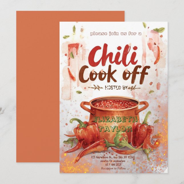 Convite para Festa de Concurso de Chili (Frente/Verso)
