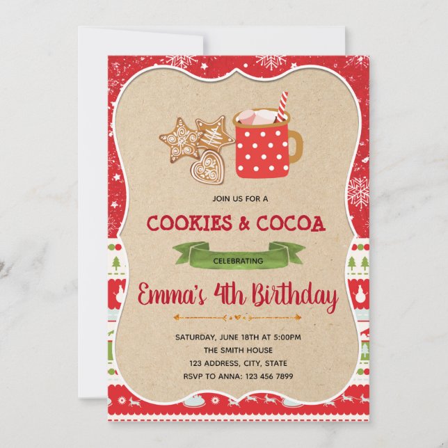 Convite para festa de cookies e cacau (Frente)