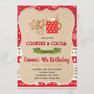 Convite para festa de cookies e cacau
