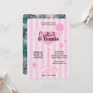 Convite para Festa de Coquetéis e Tênis (rosa)