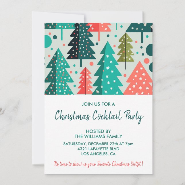 Convite para Festa de Coquetel de Natal Floresta c (Frente)