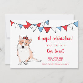 Convite para festa de corgi real