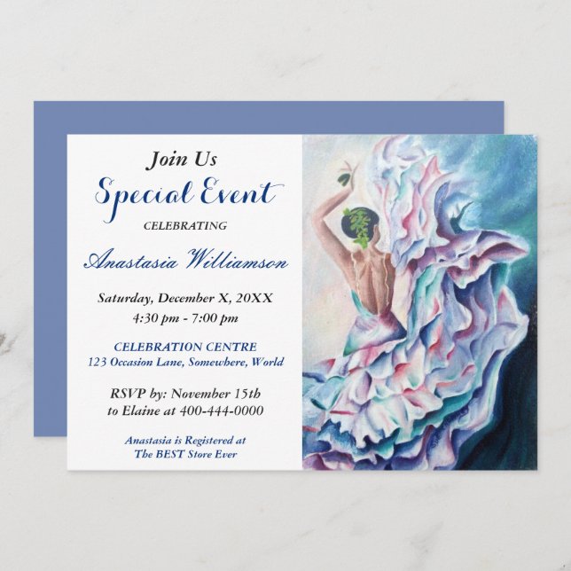 CONVITE PARA FESTA DE DANÇA FLAMENCO (Frente/Verso)