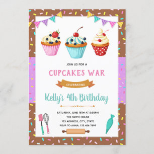 Convite para festa de decoração de cupcake
