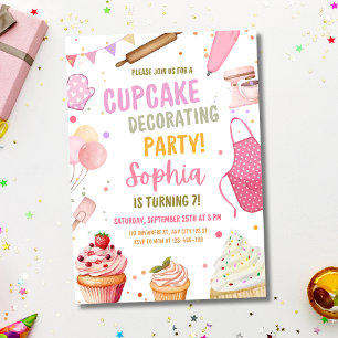 Convite para Festa de Decoração de Cupcake, Aniver