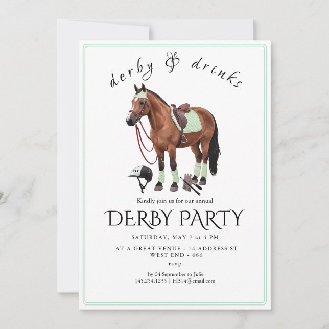 Convite para Festa de Derby - Cabeça de Cavalo Flo (Frente)