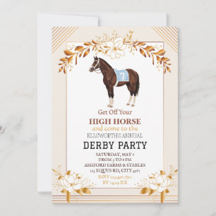 Convite para Festa de Derby Corrida de Cavalos Ele