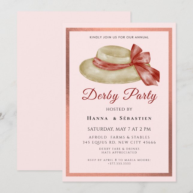 Convite para Festa de Derby de Chapéu (Frente/Verso)
