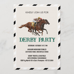 Convite para Festa de Derby de Corrida de Cavalos
