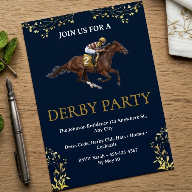Convite para Festa de Derby de Corrida de Cavalos  (Criador carregado)