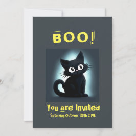 Convite para Festa de Dia das Bruxas de Gato Negro
