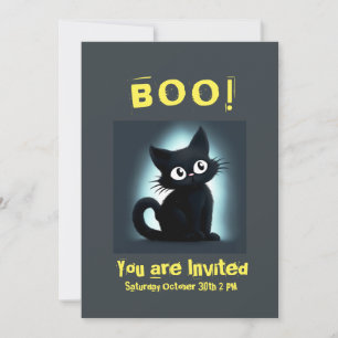 Convite para Festa de Dia das Bruxas de Gato Negro