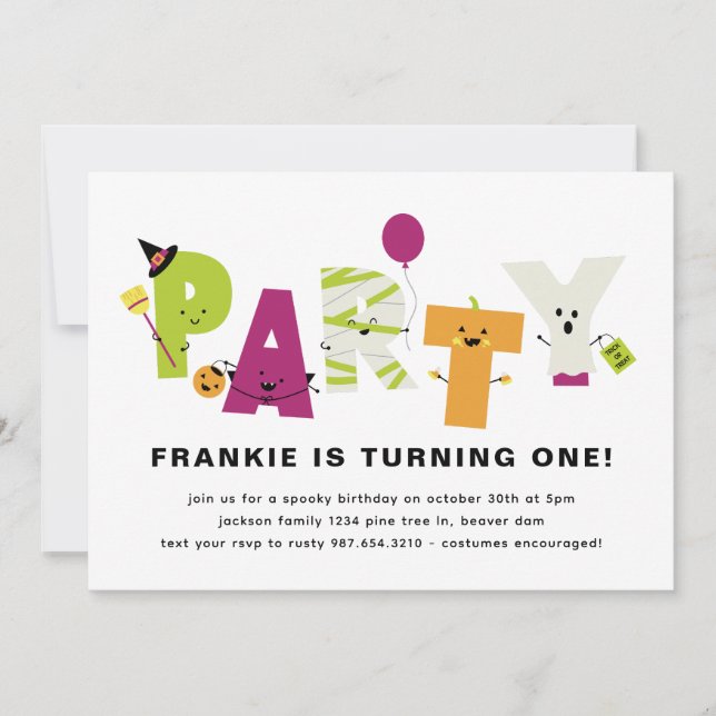 Convite para Festa de Dia de Aniversário Bonito (Frente)