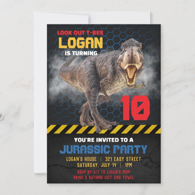Convite para Festa de Dinossauro (Frente)