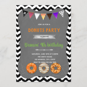 Convite para festa de donut de Halloween