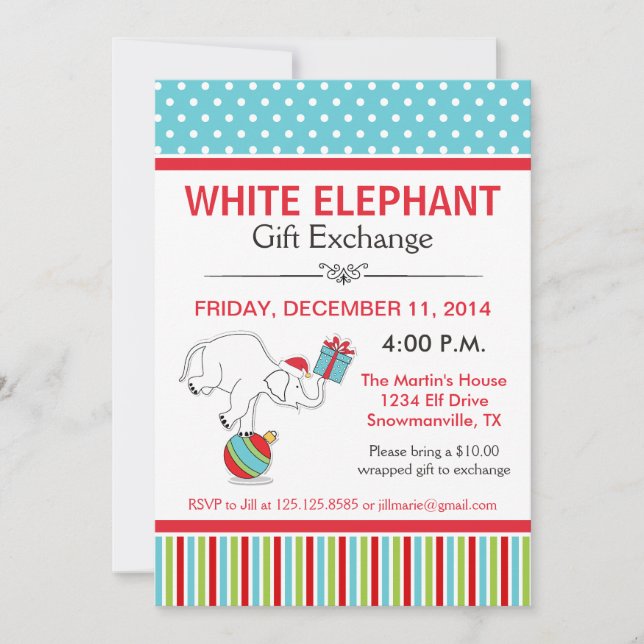 Convite para Festa de Elefante Branco (Frente)