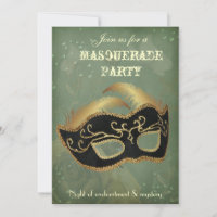 Convite para festa de fantasia com máscaras