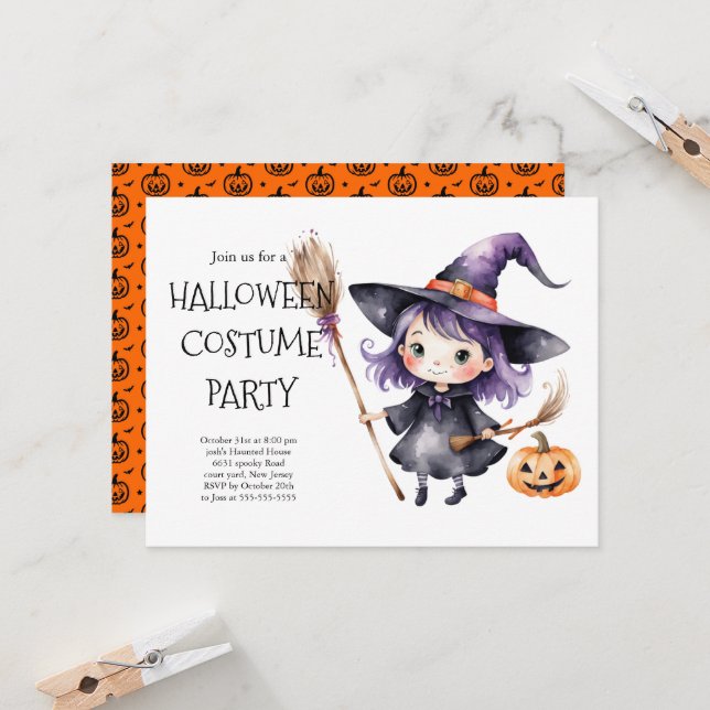Convite para Festa de Fantasias de Halloween | Ass (Frente/Verso In Situ)