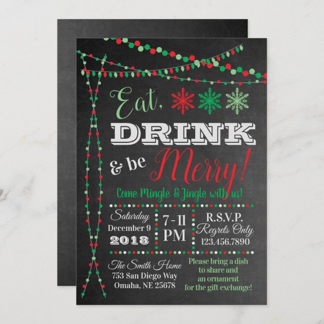 Convite para Festa de Feriado - Coma, Beba por Fel (Frente/Verso)