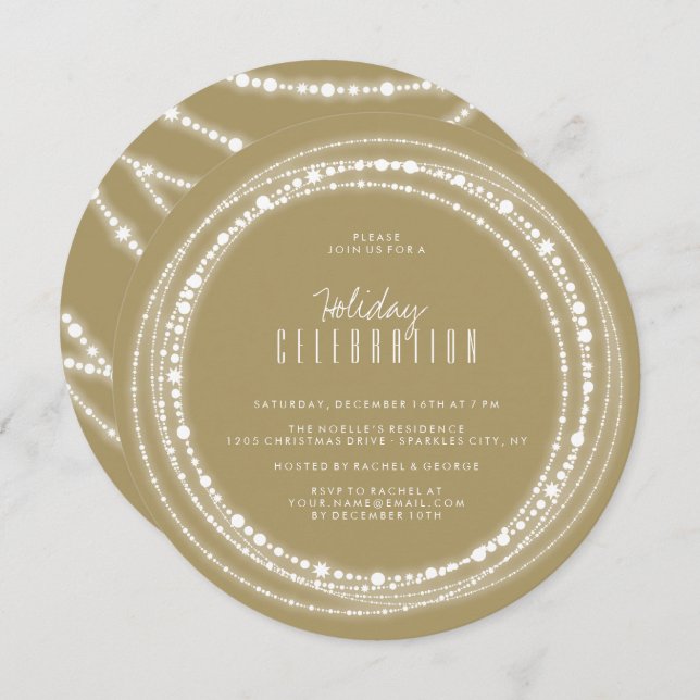 Convite para Festa de Feriado de Chic Sparkles de  (Frente/Verso)