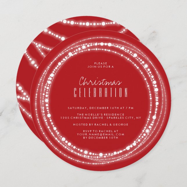 Convite para Festa de Feriado de Chic Sparkles de  (Frente/Verso)