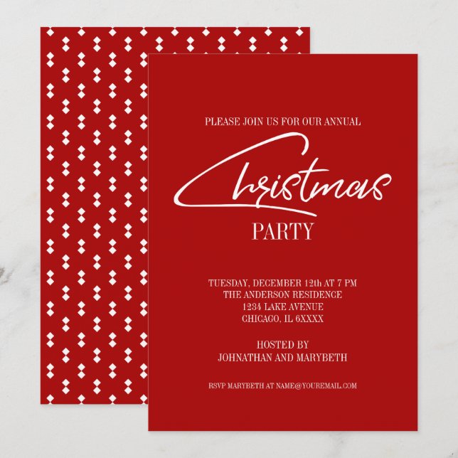 Convite para Festa de Feriado de Script de Natal N (Frente/Verso)