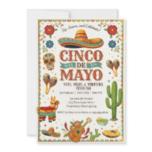 Convite para Festa de Feriado Vibrante de Cinco De
