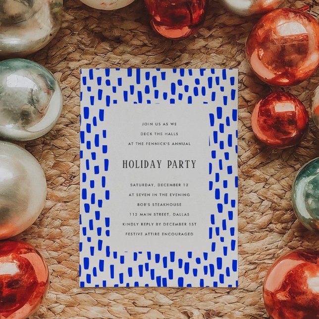 Convite para Festa de Férias de Férias de Feriado  (Bright Blue Dashing Holiday Party Invitation)