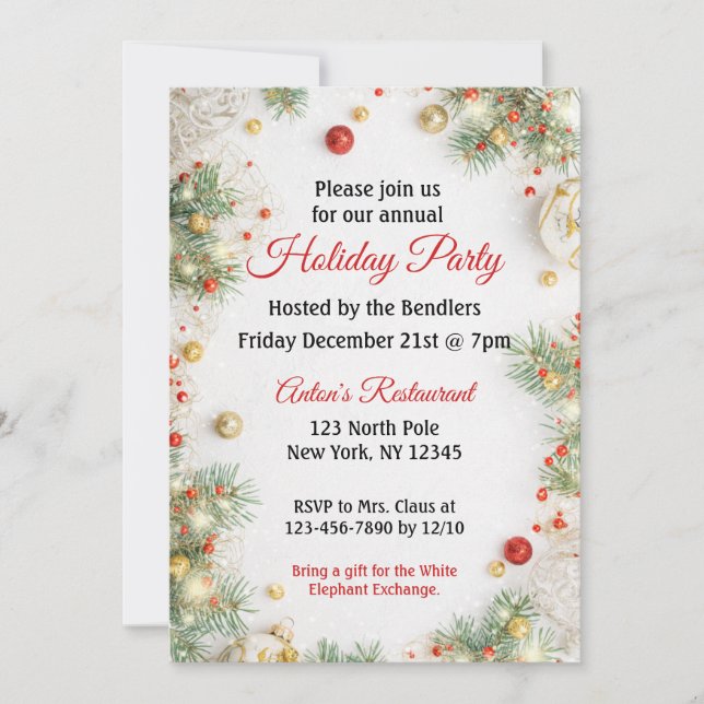 Convite para Festa de Férias de Natal (Frente)