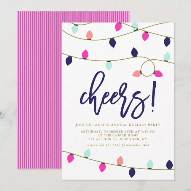 Convite para Festa de Férias de Natal Coloridas (Frente/Verso)