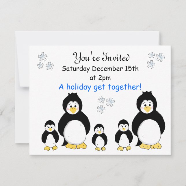 Convite para Festa de Férias de Pinguim (Frente)