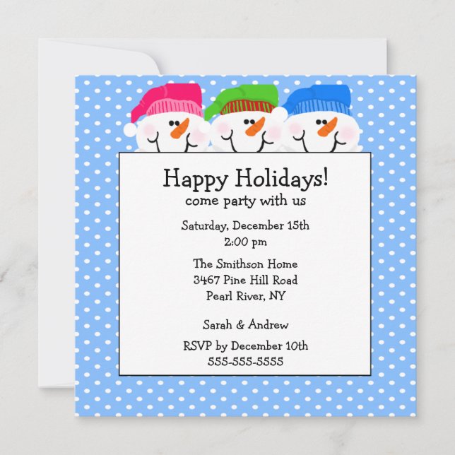 Convite para Festa de Férias Feliz de Neves (Frente)