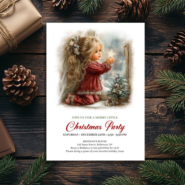 Convite para Festa de Fim de Ano Cena de Inverno V (Holiday Party Invitation Vintage Winter Scene Cozy)