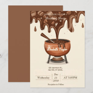 Convite para Festa de Fondue de Chocolate – Doce e