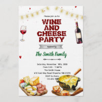 convite para festa de fondue queijo vinho
